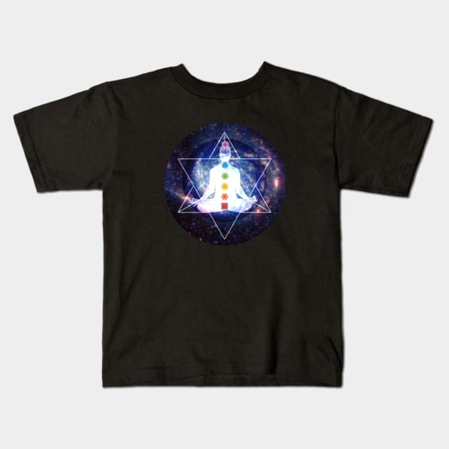 Merkaba Lightbody Chakra Meditation Kids T-Shirt by Bluepress